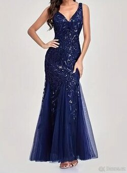 S-M NOVÉ plesové šaty MODRÉ - 4