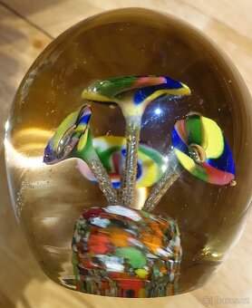 Velká těžítko z hutního skla ruční výroba vícebarevné květy - 4