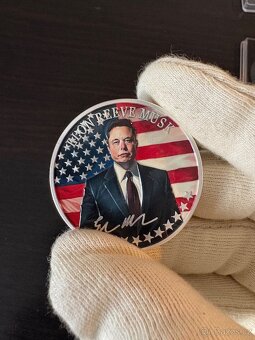 Prodám kovovou minci (suvenýr) s motivem Elon Musk - 4