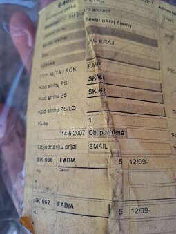Škoda Fabia I potahy sedadel - 4
