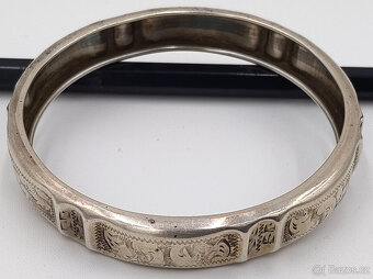 Starý stříbrný kruhový náramek 15,5g - Vzácnost  - 4