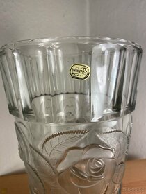 Velká skleněná váza Bohemia motiv růže - 4