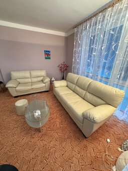 kožená sedací souprava – 2× sedačka (160 cm + 200 cm - 4