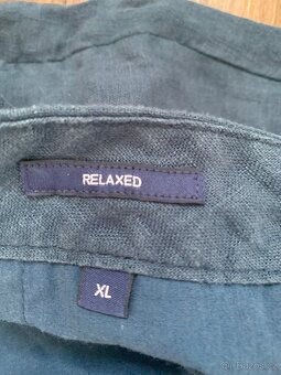 Lnene panske kalhoty Gant XL modre, bezove - 4