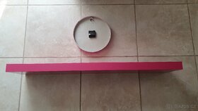 2 ks poličky Ikea růžové barvy + růžové nástěnné hodiny - 4