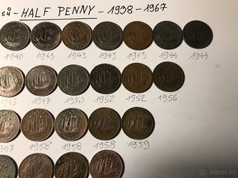 Anglické historické mince "HALF PENNY" - 4