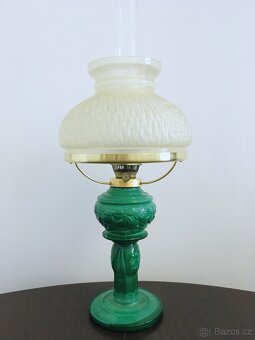 Starožitná petrolejová lampa (malachitová) - 4