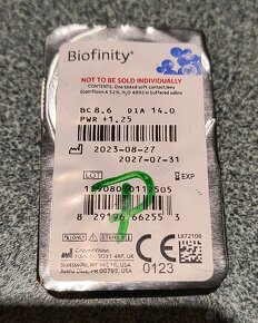 10ks Měsíční kontaktní čočky Biofinity +1,25 - 4