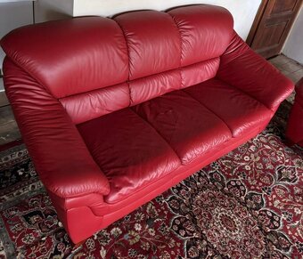 Červená kožená sedací souprav 3+2+1, 5273 - 4