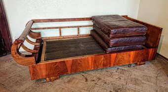 TOP designový gauč - ART DECO - Halabala - ořech, kůže - 4