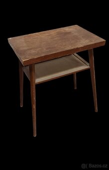 Renovovaný dubový odkládací stolek s mandalou - 4