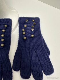 Fialový set pletené čepice + rukavice - 4