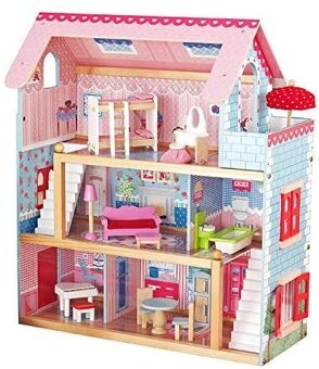Infantastic Dřevěný domeček pro panenky, 60,5 x 71 x 32,5 c - 4