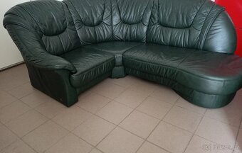 Kožená rohová sedací souprava - PRAVÁ KŮŽE, TOP STAV - 4