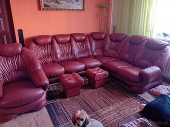 Rohová sedací souprava 270x230, hnědá, eko kůže - 4