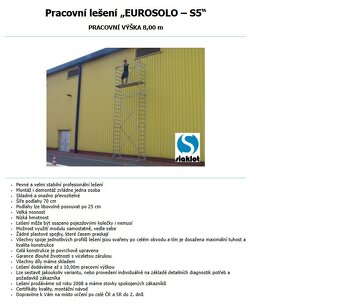 Pracovní věž / lešení Eurosolo-S5 (pojízdné) - NOVÉ - 4
