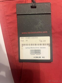 Letní kalhoty červené barvy od italské značky Baronio - 4