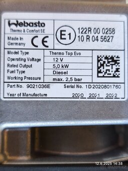 Nezávislé topení.Webasto Thermo Evo 5 diesel - 4