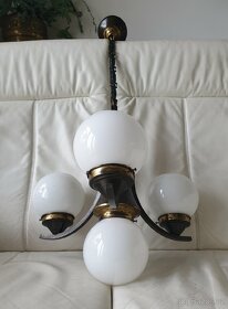 Starožitný lustr art deco na řetězu mosaz velký - 4