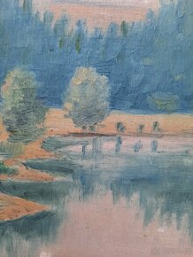 Obraz Řeka ,lužní les, akryl / 49,5 x 40 cm - 4