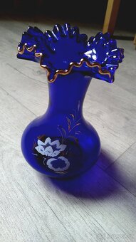 Vintage vázička kobaltové sklo - 4