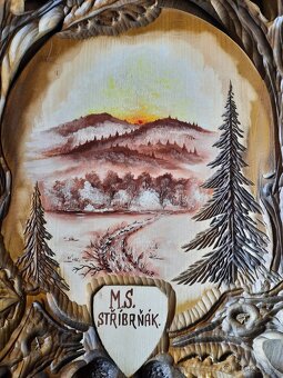 obraz myslivecký vyřezávaný, malovaný 65x45x2,5 cm - 4