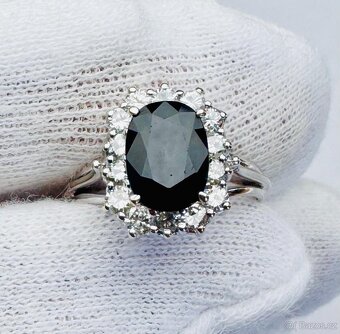 MIMOŘÁDNÝ 14K ZLATÝ PRSTEN SE SAFÍREM A DIAMANTY - BRILIANTY - 4