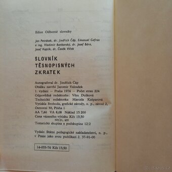 Slovník těsnopisných zkratek z r.1974 - 4