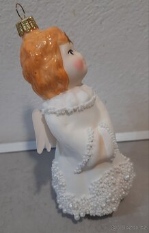 Vánoční ozdoba anděl skleněná - ruční výroba - 4