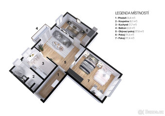 3+1, 70 m2, balkon, CENTRUM - 4