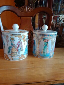 Dvě krásné staré porcelánové dózy na sušenky - 4