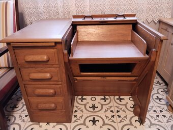 Starožitný, americký, psací stůl s roletou - 4