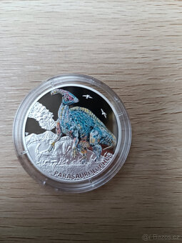 Stříbrná mince Pravěký svět - Parasaurolophus proof - 4