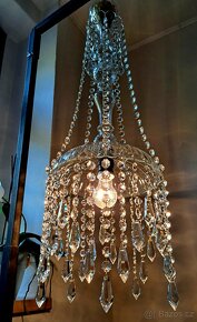 Starožitný celoskleněný lustr,  lustřík - 4