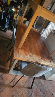 JIDELNI STŮL - industriální, masivní s pozinkovanou nohou - 4