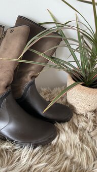 Hnědé kožené kozačky s bočním zipem vel.36 - 4