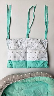 Hnízdečko a kapsář - hvězdičky, mint, šedá, bílá - 4