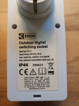 Časovač – digitální spínací zásuvka venkovní IP44 Emos TFE-5 - 4