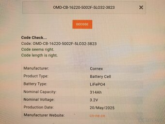 Baterie LiFePO4, Cornex 3.2V 314Ah, MB31, 4 - 16ks - 4