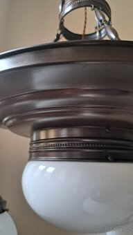 Starožitný secesní mosazný lustr, secese - 4