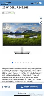 Dell monitor 24”, Full HD, otočný, 60 Hz – funkční - 4