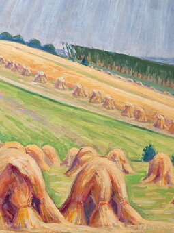 Obraz Švanda 1957 Žně u chmelnic, olej na plátně 58x82 - 4