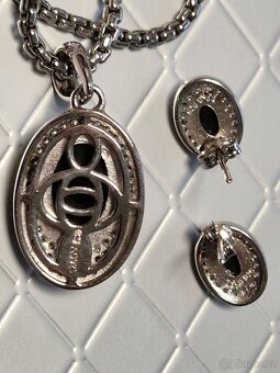 ⭐  925/1000 – Stříbrný luxusní Náhrdelník s náušnicemi ⭐ - 4