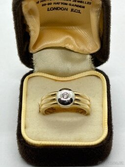 Zlatý prsten s briliantem, cca 0,08CT - 4