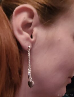 Nové dámské i dívčí stříbrné náušnice visací se srdíčky 925 - 4