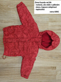 dětské bundy, kombinéza a vesta vel. cca 86/92 - 4