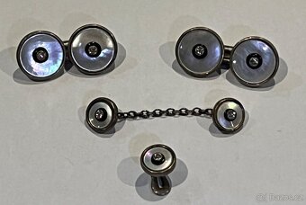 Starý pánský set – manžetové knoflíky + košilové knoflíčky, - 4