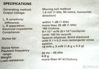 PRODÁM HIGH-END MC VLOŽKU DENON DL-110, plně funkční, JAPAN - 4