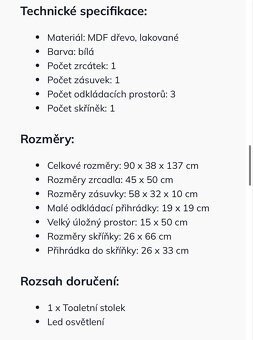 Kosmetický stolek, toaletní stolek, stolek se zrcadlem, - 4