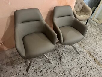 NOVÉ 2x krásné otočné jídelní křesla-židle p.kůže - 4